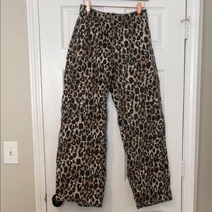 No Boundaries Leopard Print Wide Leg Pants - Black & Tan